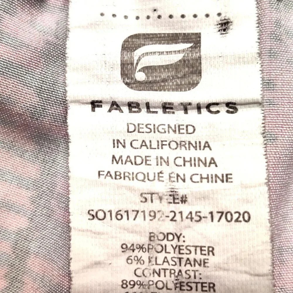Fabletics Women's Small Running Shorts Pink Blue Black Abstract Print Zip Pocket